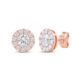 Lab-Grown Diamonds by KAY Halo Stud Earrings 1-1/2 ct tw 10K Rose Gold