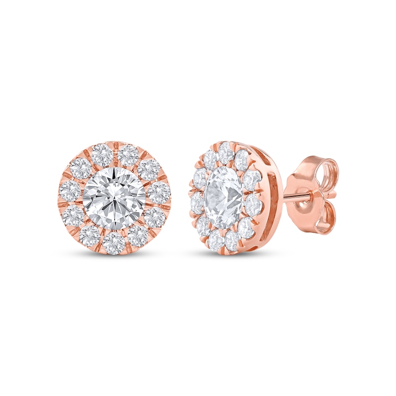 Lab-Created Diamonds by KAY Halo Stud Earrings 1-1/2 ct tw 10K Rose Gold