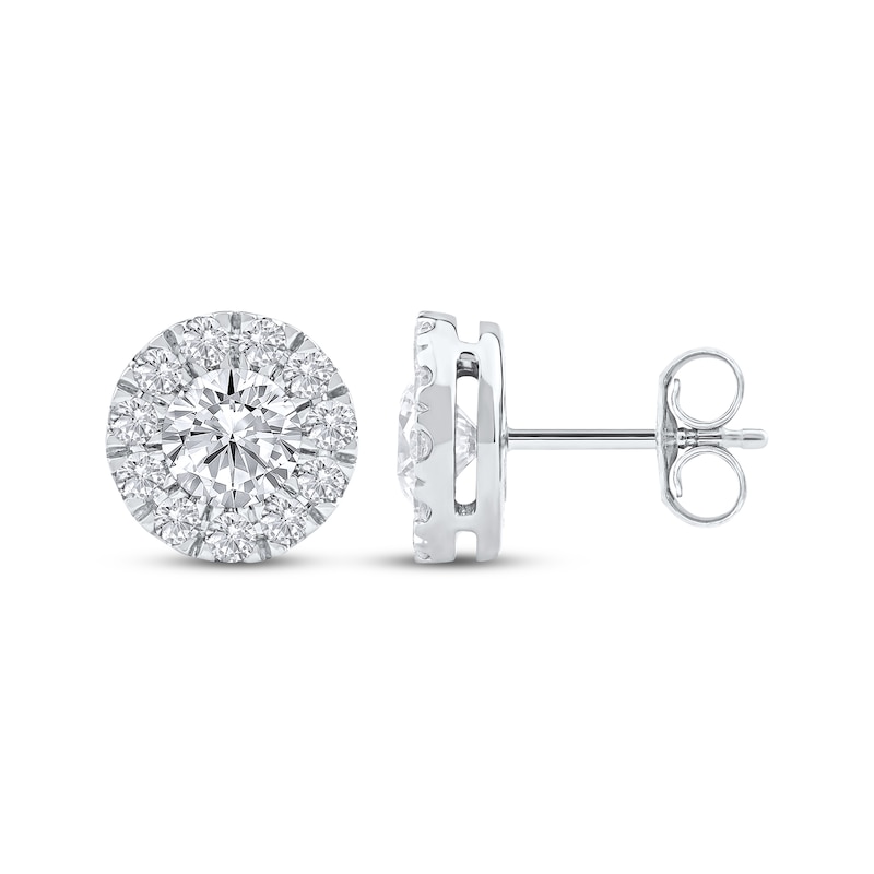 Lab-Created Diamonds by KAY Halo Stud Earrings 1-1/2 ct tw 10K White Gold