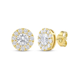 Lab-Grown Diamonds by KAY Halo Stud Earrings 1-1/2 ct tw 10K Yellow Gold