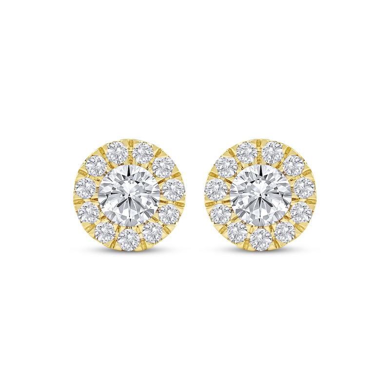 Lab-Created Diamonds by KAY Halo Stud Earrings 1-1/2 ct tw 10K Yellow Gold