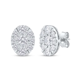 Lab-Grown Diamonds by KAY Oval Halo Stud Earrings 2 ct tw 10K White Gold