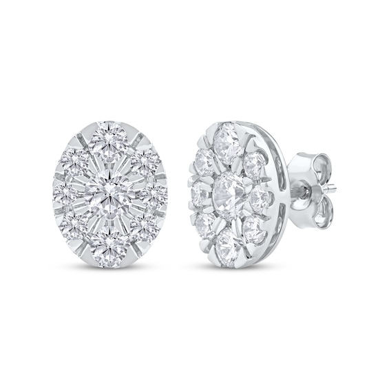 Lab-Created Diamonds by KAY Oval Halo Stud Earrings 2 ct tw 10K White Gold