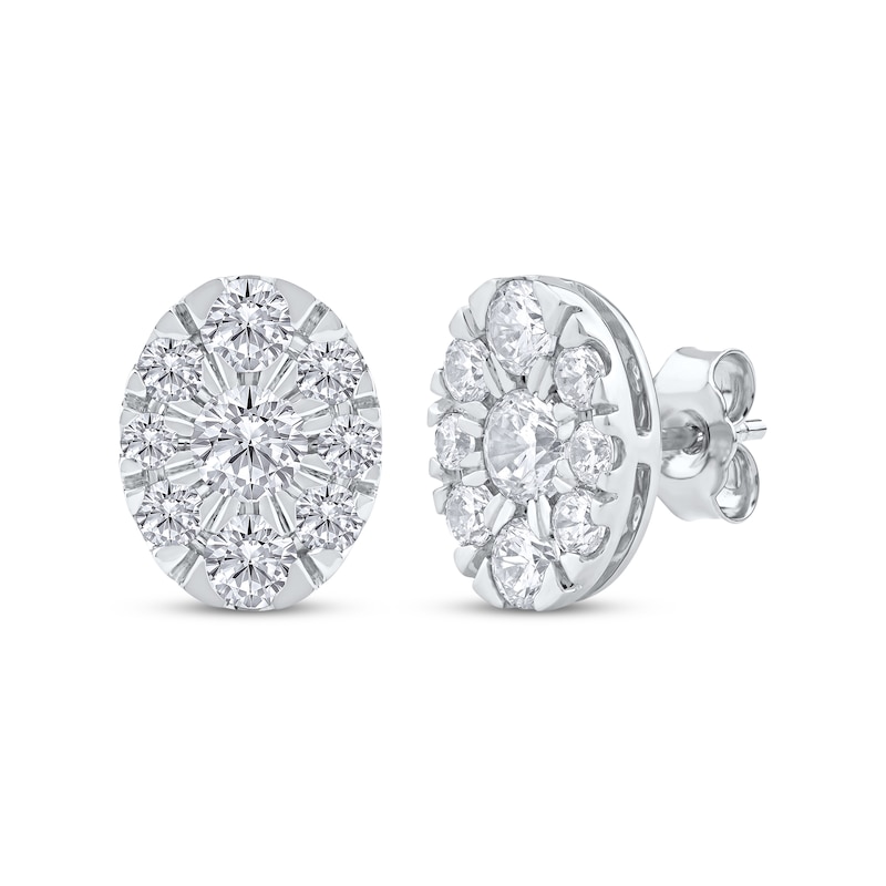 Main Image 1 of Lab-Grown Diamonds by KAY Oval Halo Stud Earrings 2 ct tw 10K White Gold