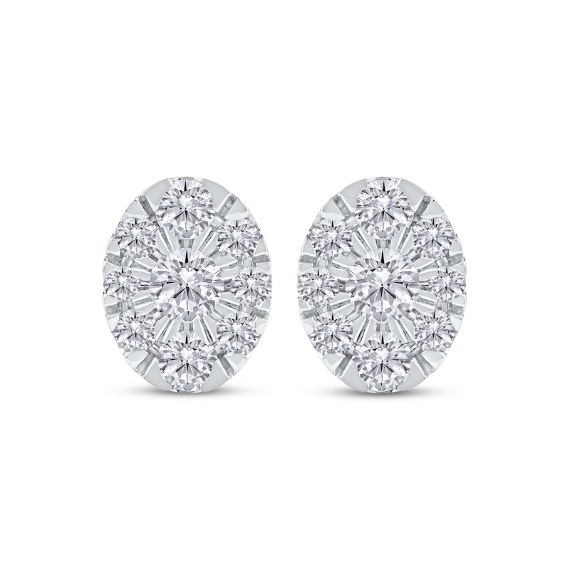 Main Image 2 of Lab-Grown Diamonds by KAY Oval Halo Stud Earrings 2 ct tw 10K White Gold