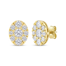 Lab-Grown Diamonds by KAY Oval Halo Stud Earrings 2 ct tw 10K Yellow Gold