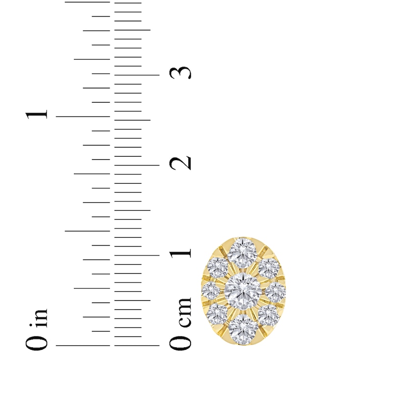 Main Image 5 of Lab-Grown Diamonds by KAY Oval Halo Stud Earrings 2 ct tw 10K Yellow Gold