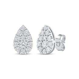 Lab-Grown Diamonds by KAY Multi-Stone Pear-Shaped Stud Earrings 3/4 ct tw 10K White Gold