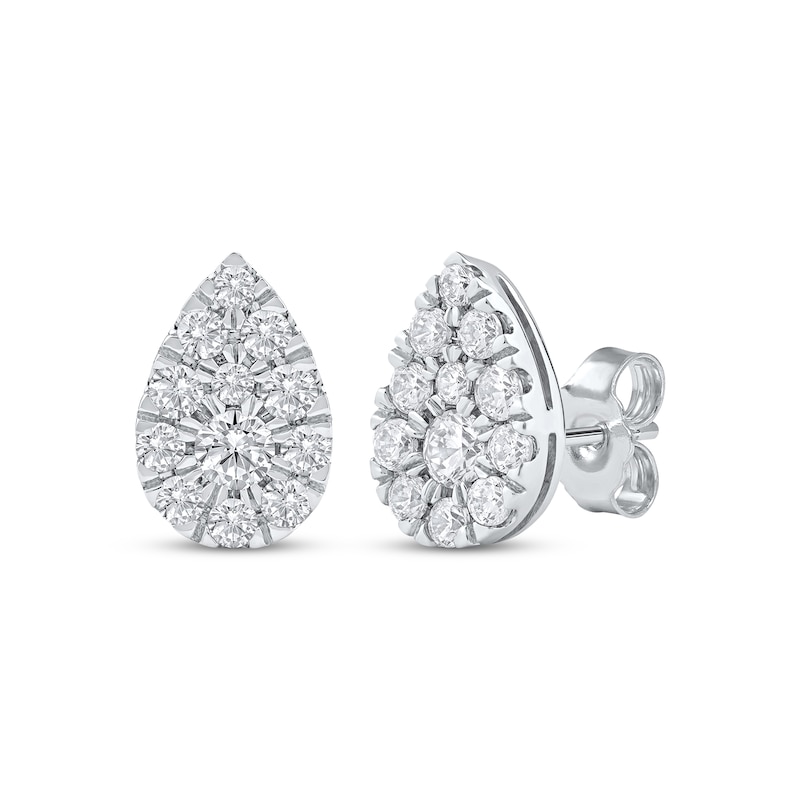 Main Image 1 of Lab-Grown Diamonds by KAY Multi-Stone Pear-Shaped Stud Earrings 3/4 ct tw 10K White Gold