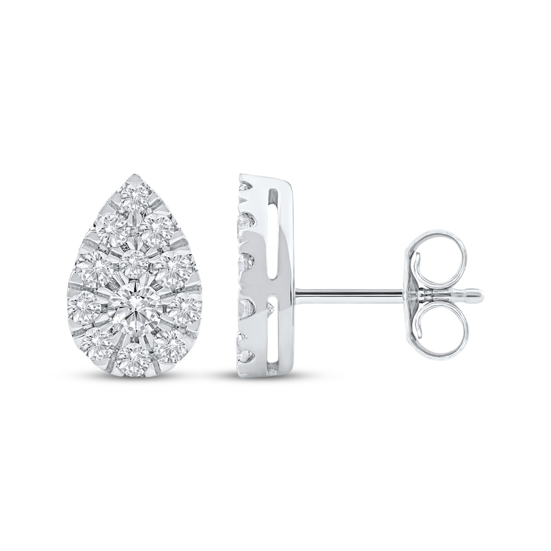 Main Image 3 of Lab-Grown Diamonds by KAY Multi-Stone Pear-Shaped Stud Earrings 3/4 ct tw 10K White Gold