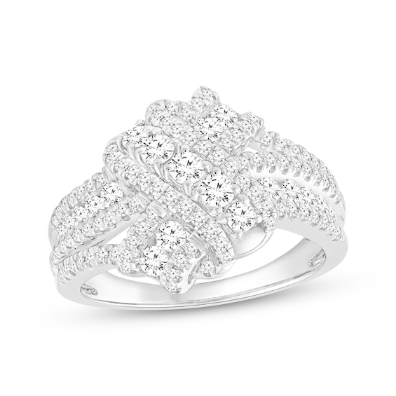 Diamond Multi-Row Knot Fashion Ring 1 ct tw 10K White Gold