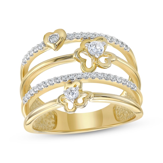 Diamond Charms Multi-Row Ring 1/3 ct tw 10K Yellow Gold