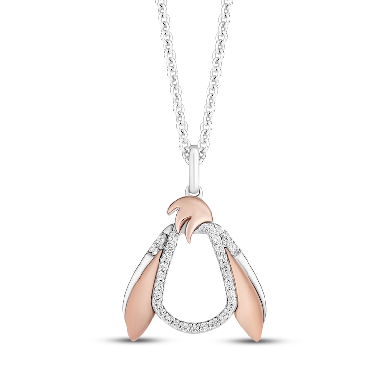 Main Image 1 of Disney Treasures Winnie the Pooh Diamond Necklace 1/10 ct tw Sterling Silver & 10K Rose Gold 19&quot;