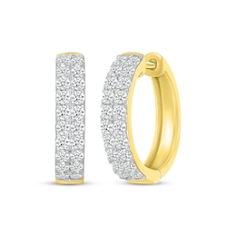 Lab-Created Diamonds by KAY Two-Row Hoop Earrings 1 ct tw 10K Yellow Gold