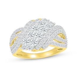 Lab-Grown Diamonds by KAY Multi-Row Crossover Fashion Ring 1-1/2 ct tw 10K Yellow Gold