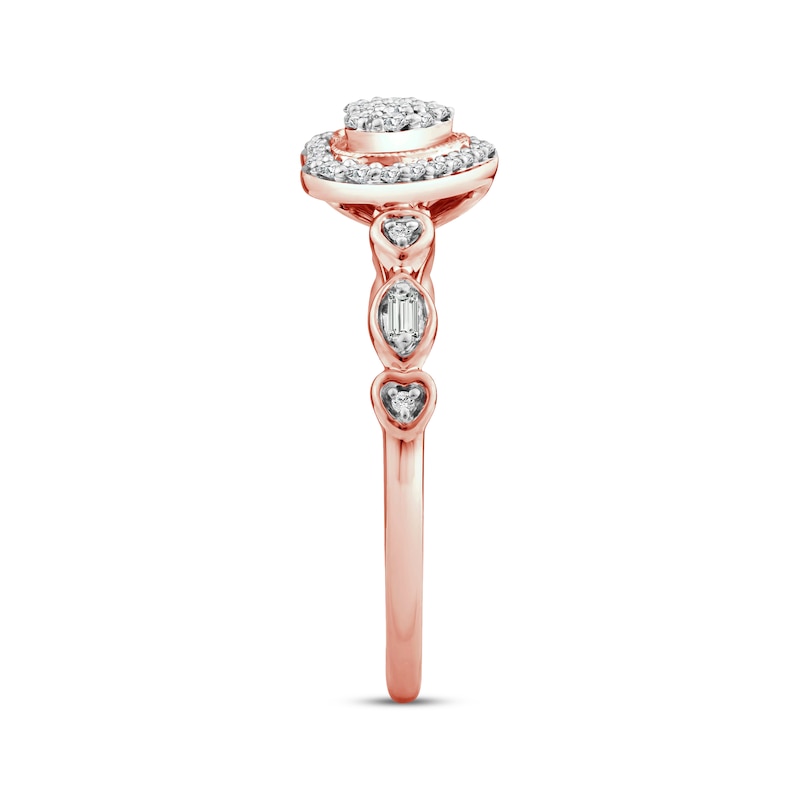 Main Image 2 of Multi-Diamond Center Heart-Shaped Promise Ring 1/5 ct tw 10K Rose Gold