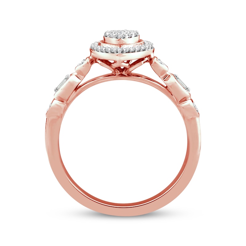 Main Image 3 of Multi-Diamond Center Heart-Shaped Promise Ring 1/5 ct tw 10K Rose Gold