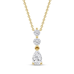 Lab-Grown Diamonds by KAY Pear & Round-Cut Drop Necklace 1/2 ct tw 10K Yellow Gold 18&quot;