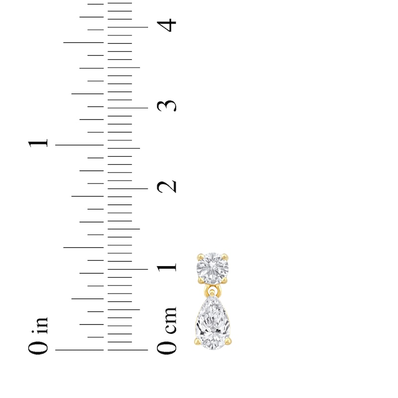 Main Image 5 of Lab-Grown Diamonds by KAY Pear & Round-Cut Dangle Earrings 3/4 ct tw 10K Yellow Gold