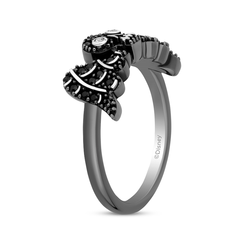 Main Image 2 of Disney Treasures Hocus Pocus Black & White Diamond Winged Skull Ring 1/5 ct tw Black Rhodium Sterling Silver