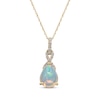 Thumbnail Image 1 of Pear-Shaped Natural Opal & Diamond Necklace 1/15 ct tw 10K Yellow Gold 18&quot;