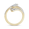 Thumbnail Image 3 of Pear-Shaped & Round-Cut Diamond Bypass Deconstructed Ring 5/8 ct tw 10K Yellow Gold