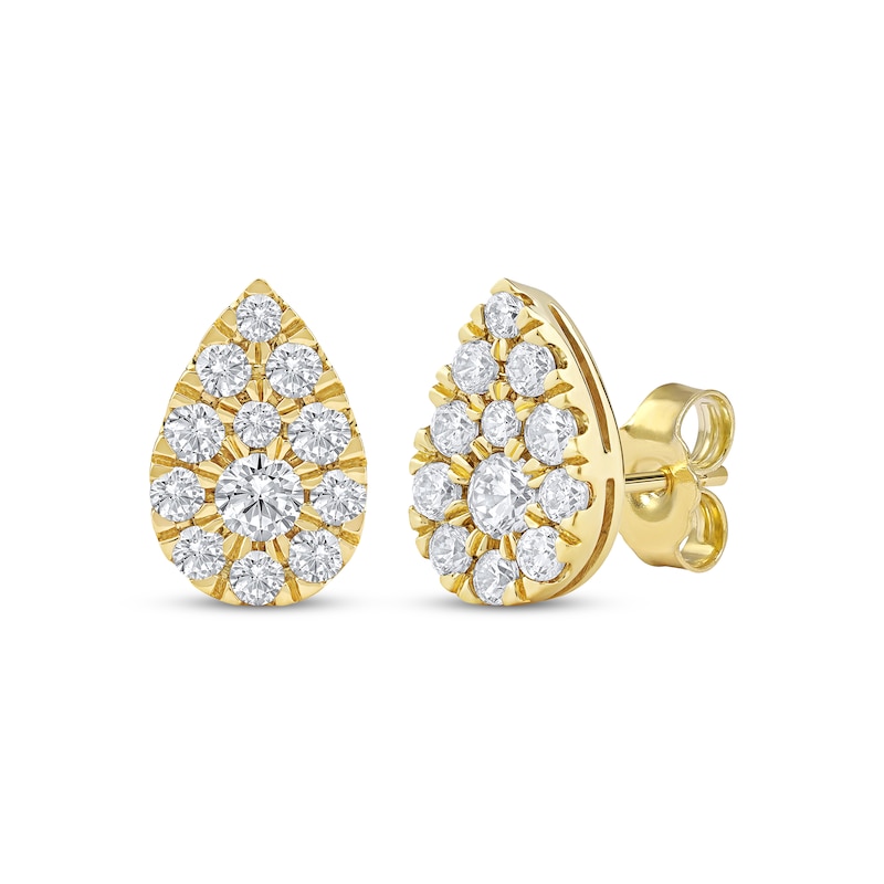 Main Image 1 of Lab-Grown Diamonds by KAY Multi-Stone Pear-Shaped Stud Earrings 3/4 ct tw 10K Yellow Gold