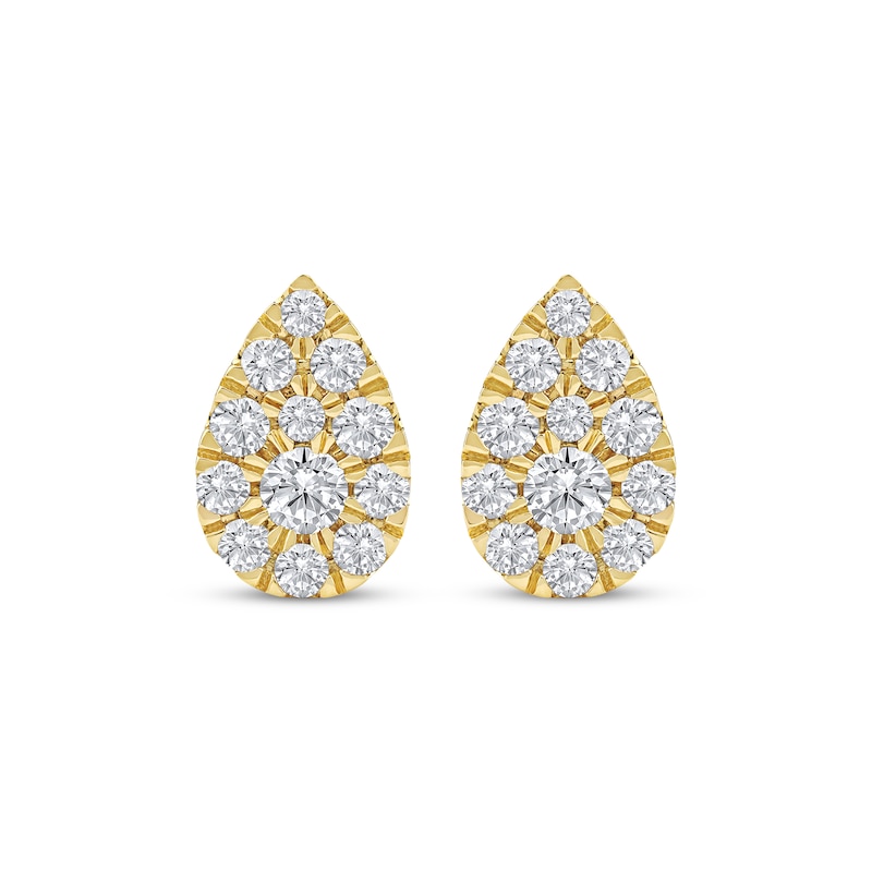 Main Image 2 of Lab-Grown Diamonds by KAY Multi-Stone Pear-Shaped Stud Earrings 3/4 ct tw 10K Yellow Gold