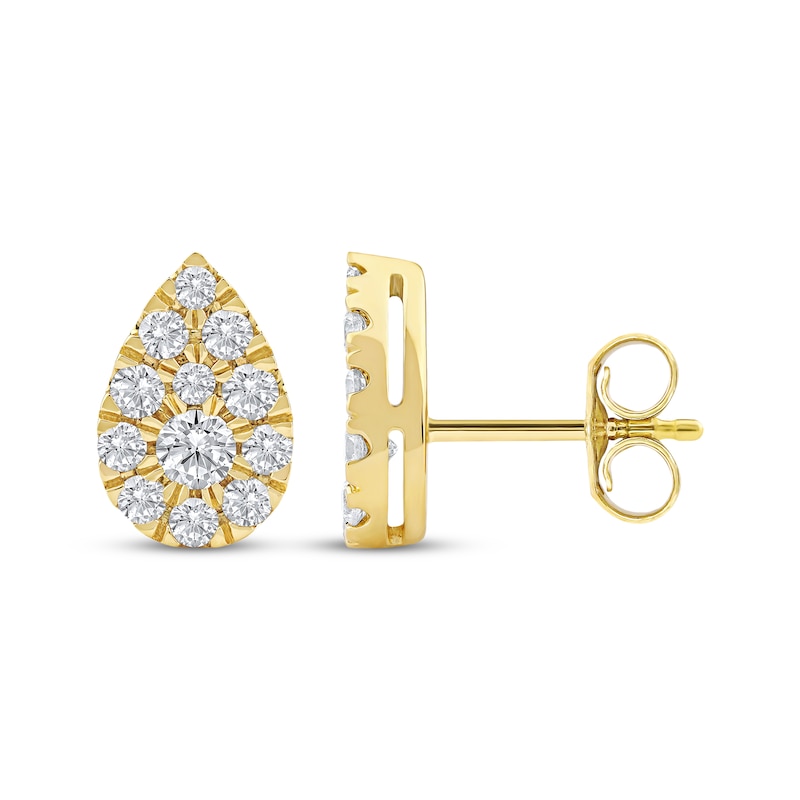 Main Image 3 of Lab-Grown Diamonds by KAY Multi-Stone Pear-Shaped Stud Earrings 3/4 ct tw 10K Yellow Gold