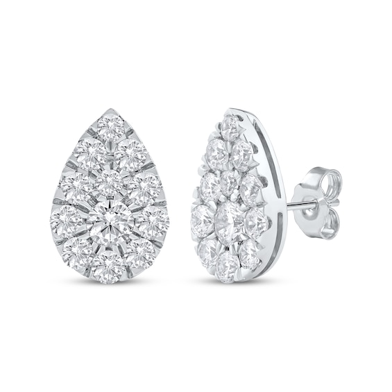 Lab-Created Diamonds by KAY Multi-Stone Pear-Shaped Stud Earrings 2 ct tw 10K White Gold