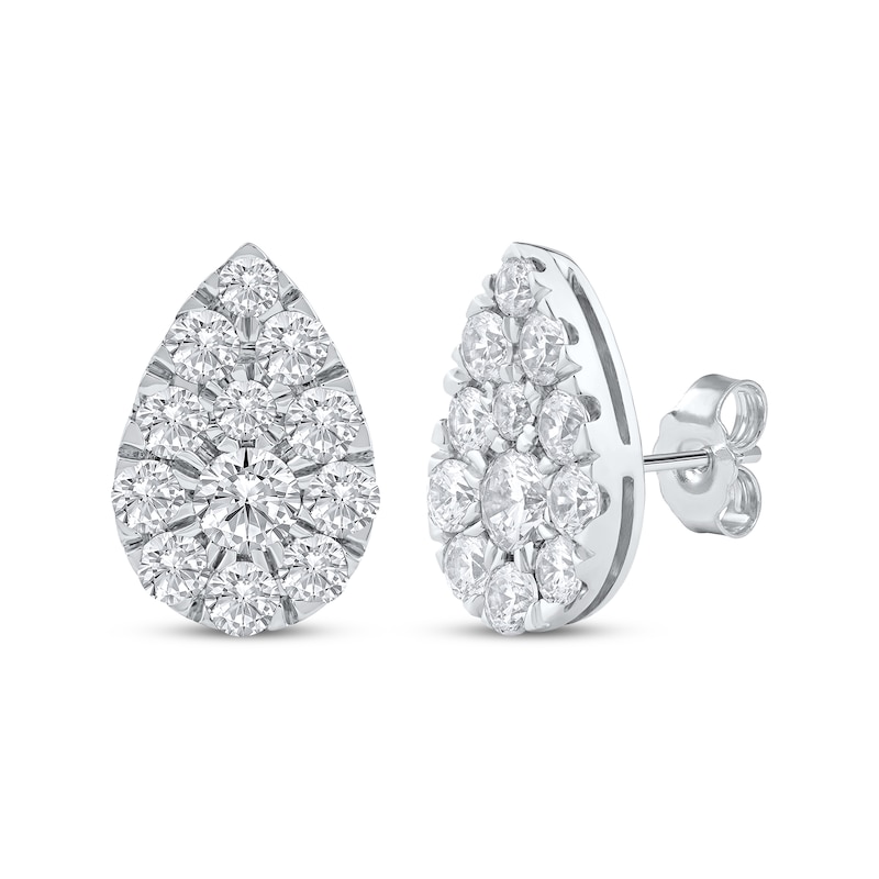 Main Image 1 of Lab-Grown Diamonds by KAY Multi-Stone Pear-Shaped Stud Earrings 2 ct tw 10K White Gold