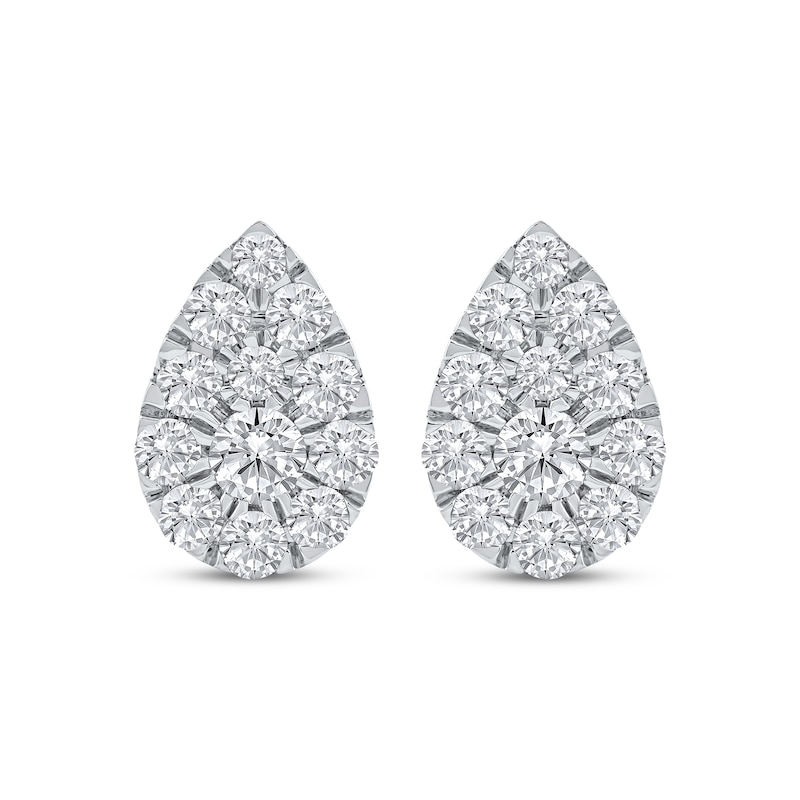 Main Image 2 of Lab-Grown Diamonds by KAY Multi-Stone Pear-Shaped Stud Earrings 2 ct tw 10K White Gold