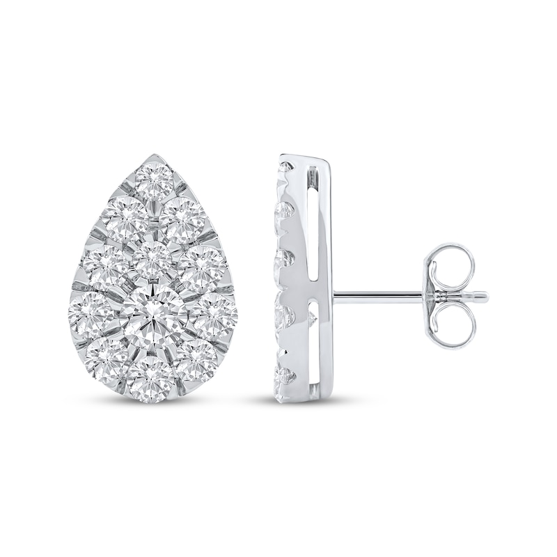 Main Image 3 of Lab-Grown Diamonds by KAY Multi-Stone Pear-Shaped Stud Earrings 2 ct tw 10K White Gold