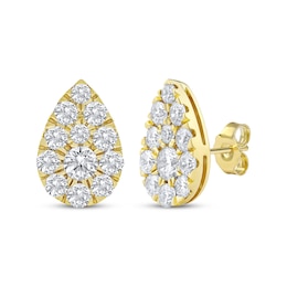 Lab-Grown Diamonds by KAY Multi-Stone Pear-Shaped Stud Earrings 2 ct tw 10K Yellow Gold