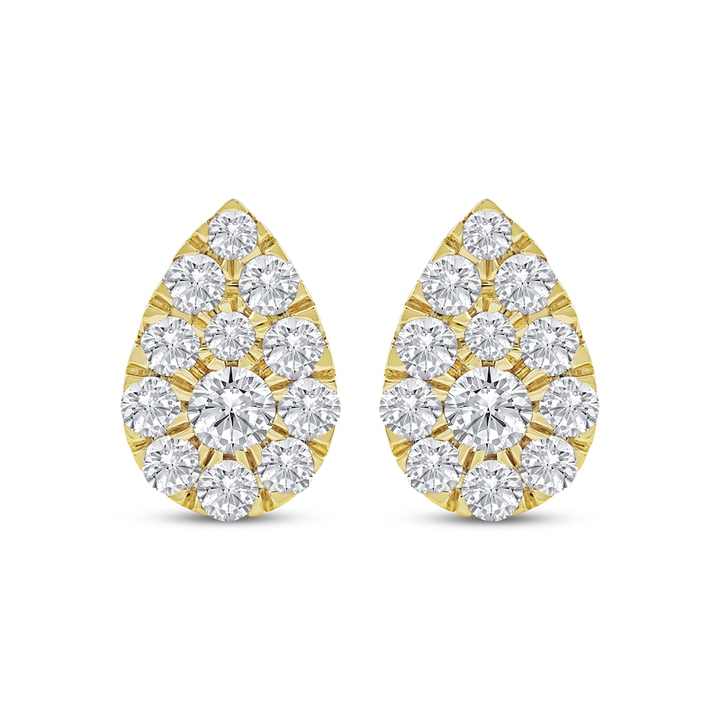 Main Image 2 of Lab-Grown Diamonds by KAY Multi-Stone Pear-Shaped Stud Earrings 2 ct tw 10K Yellow Gold