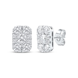 Lab-Grown Diamonds by KAY Multi-Stone Rectangle Stud Earrings 1-1/2 ct tw 10K White Gold