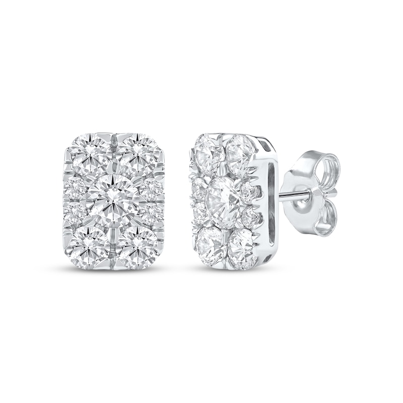 Main Image 1 of Lab-Grown Diamonds by KAY Multi-Stone Rectangle Stud Earrings 1-1/2 ct tw 10K White Gold