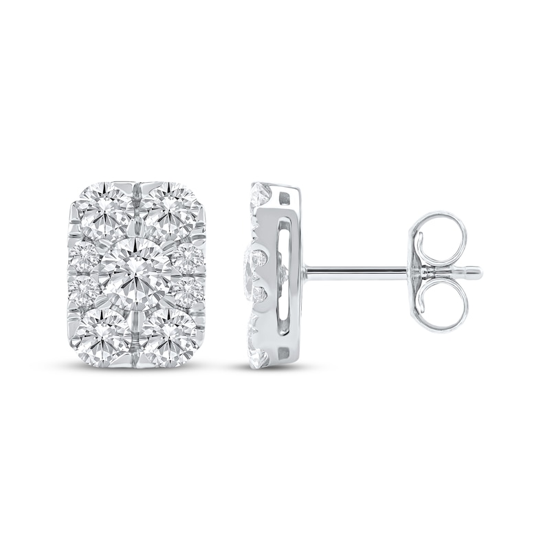 Main Image 3 of Lab-Grown Diamonds by KAY Multi-Stone Rectangle Stud Earrings 1-1/2 ct tw 10K White Gold