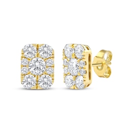 Lab-Grown Diamonds by KAY Multi-Stone Rectangle Stud Earrings 1-1/2 ct tw 10K Yellow Gold