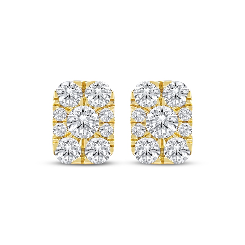 Main Image 2 of Lab-Grown Diamonds by KAY Multi-Stone Rectangle Stud Earrings 1-1/2 ct tw 10K Yellow Gold