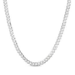 Diamond-Cut Solid Curb Chain Necklace 7mm 100% Repurposed Sterling Silver 22&quot;