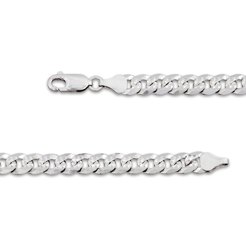 Main Image 3 of Diamond-Cut Solid Curb Chain Necklace 7mm 100% Repurposed Sterling Silver 22&quot;