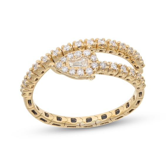 Baguette & Round-Cut Diamond Flex Ring 1/4 ct tw 10K Yellow Gold