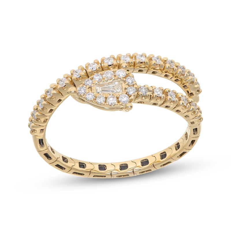 Main Image 1 of Baguette & Round-Cut Diamond Flex Ring 1/4 ct tw 10K Yellow Gold