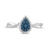 Thumbnail Image 3 of Blue & White Diamond Pear-Shaped Ring 1/4 ct tw Sterling Silver