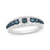 Thumbnail Image 0 of Blue & White Diamond Triple Row Fashion Ring 1/2 ct tw Sterling Silver