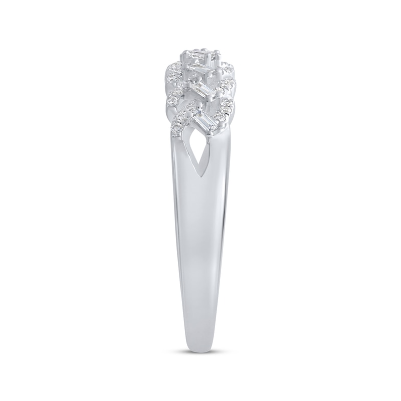 Main Image 3 of Baguette & Round-Cut Diamond Anniversary Ring 1/5 ct tw 10K White Gold