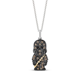 Star Wars Chewbacca Black & Brown Diamond Necklace 1/5 ct tw 10K Yellow Gold & Sterling Silver 18&quot;