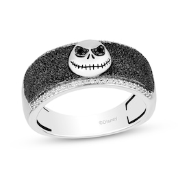 Disney Treasures The Nightmare Before Christmas &quot;Jack Skellington&quot; Black & White Diamond Ring 1/5 ct tw Sterling Silver