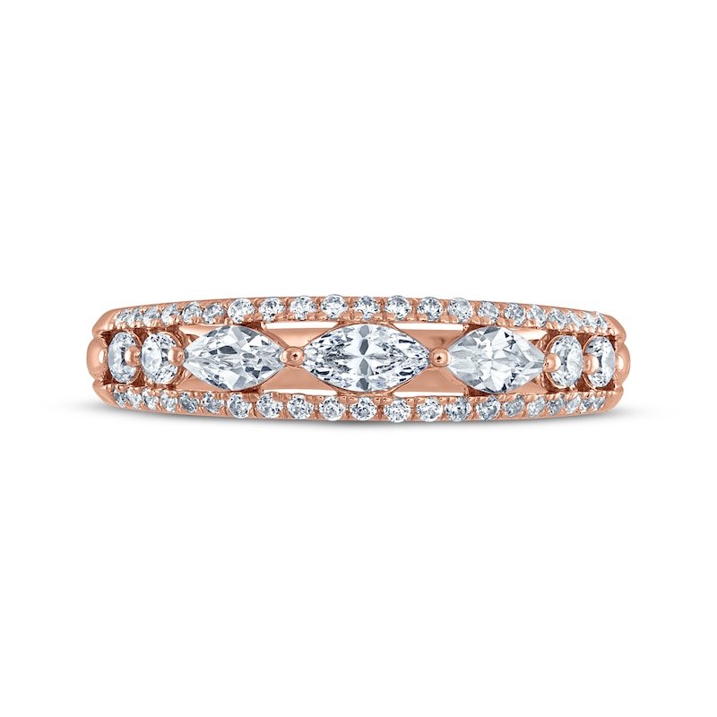 Main Image 3 of Marquise & Round-Cut Diamond Anniversary Ring 5/8 ct tw 14K Rose Gold